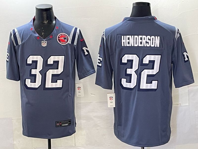 Men 2025 New England Patriots #32 Henderson blue 5th generation Throwback Nike Limited NFL Jersey style 002->new england patriots->NFL Jersey